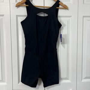 JoyLab Women's Strappy Back Short Active Bodysuit Black SZ S